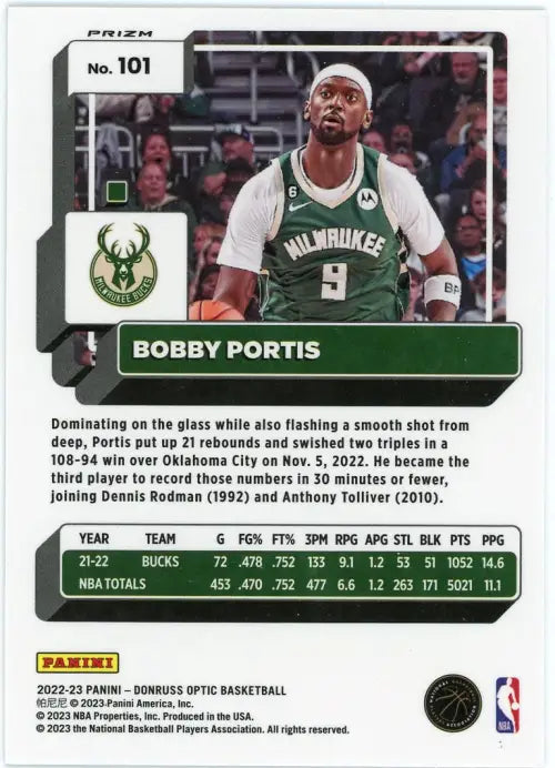 2022-23 Donruss Optic Holo #101 Bobby Portis Milwaukee Bucks Basketball NM-MT