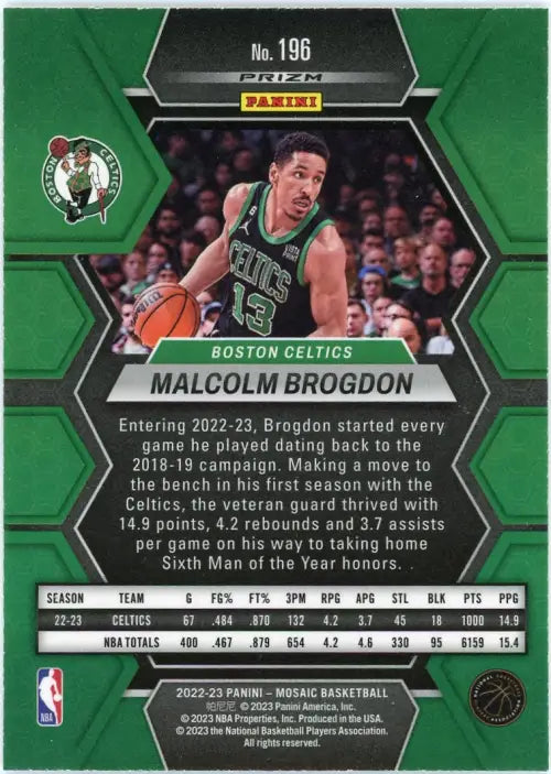 2022-23 Panini Mosaic Silver #196 Malcolm Brogdon Boston Celtics Card NBA NM-MT