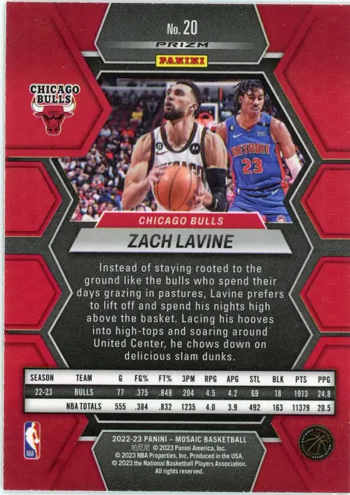 2022-23 Panini Mosaic Reactive Yellow #20 Zach LaVine Chicago Bulls Card NM-MT