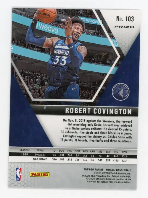 2019-20 Panini Mosaic Pink Camo #103 Robert Covington Timberwolves Card NM-MT