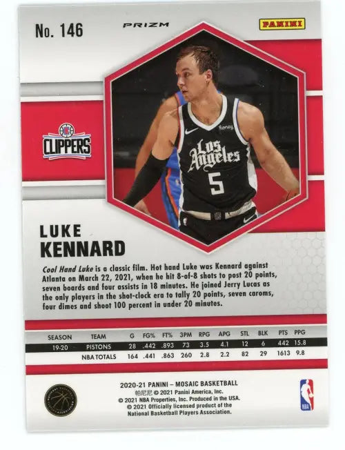 2020-21 Panini Mosaic Green #146 Luke Kennard Los Angeles Clippers Card NM-MT