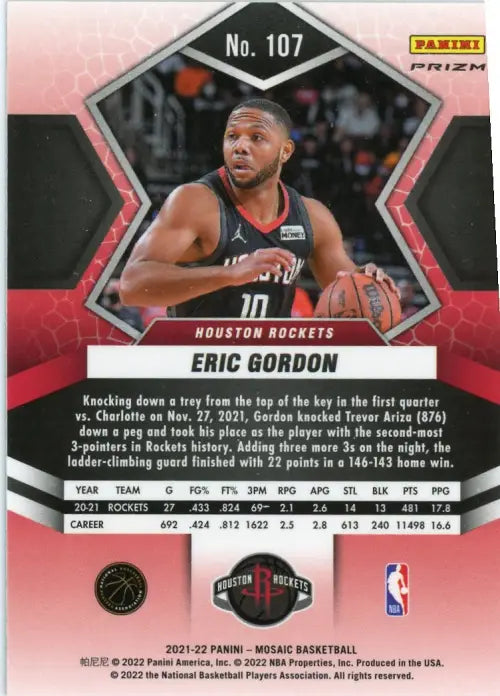 2021-22 Panini Mosaic Green #107 Eric Gordon Houston Rockets Basketball NM-MT