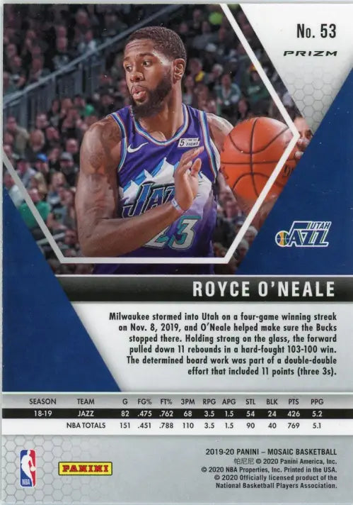 2019-20 Panini Mosaic Green #53 Royce ONeale Utah Jazz Basketball Card NBA NM-MT