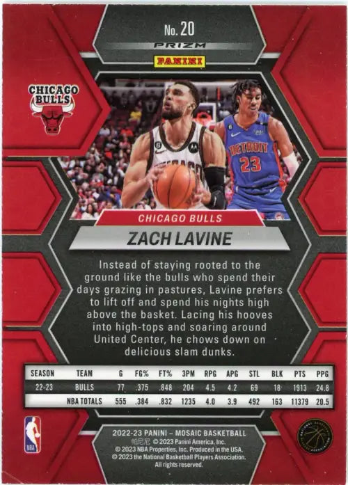 2022-23 Panini Mosaic Mosaic #20 Zach LaVine Chicago Bulls Basketball Card NM