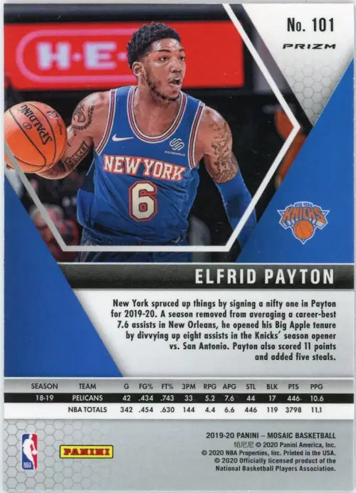 2019-20 Panini Mosaic Orange Reactive #101 Elfrid Payton New York Knicks NM-MT