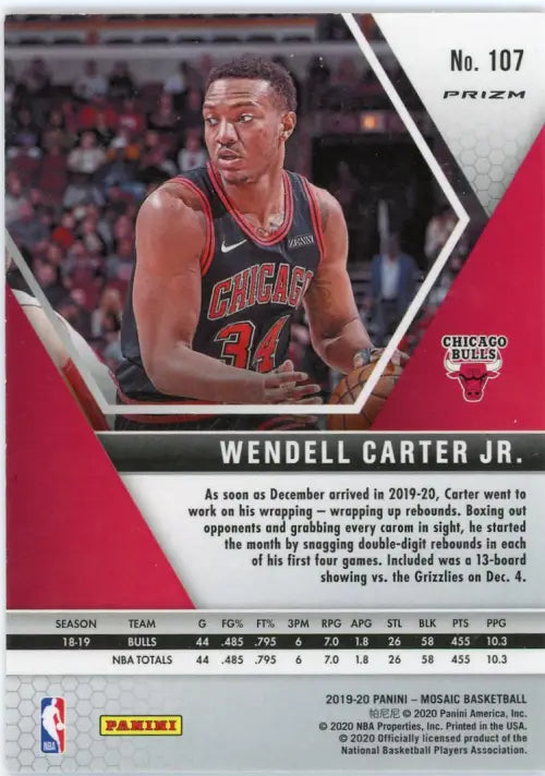 2019-20 Panini Mosaic Orange Reactive #107 Wendell Carter Jr Chicago Bulls NM-MT