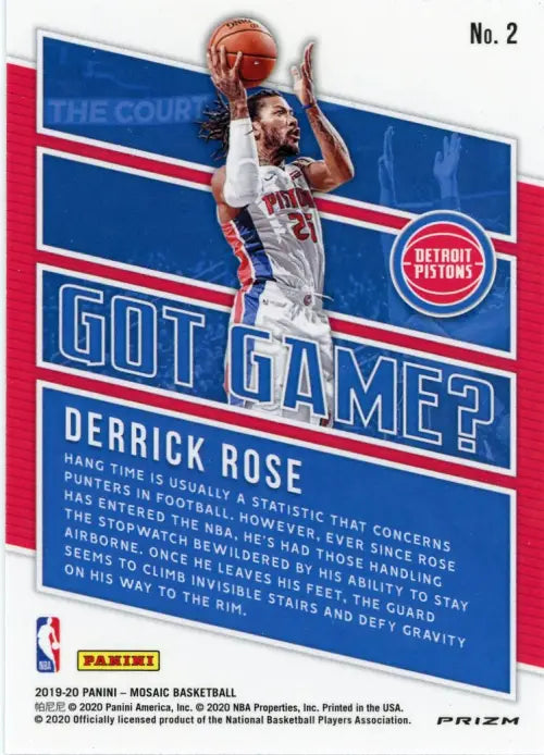 2019-20 Panini Mosaic Got Game Green #2 Derrick Rose Detroit Pistons Card NM-MT