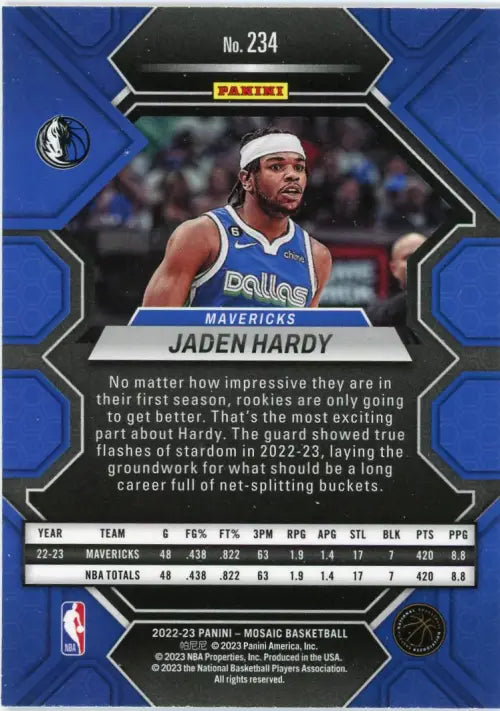 2022-23 Panini Mosaic #234 Jaden Hardy Rookie Dallas Mavericks Basketball NM-MT