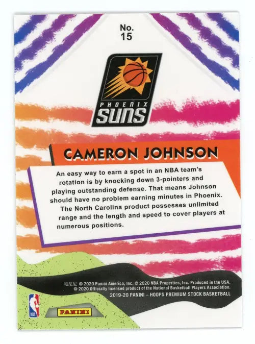 2019-20 Hoops Premium Stock We Got Next #15 Cameron Johnson Phoenix Suns NM-MT