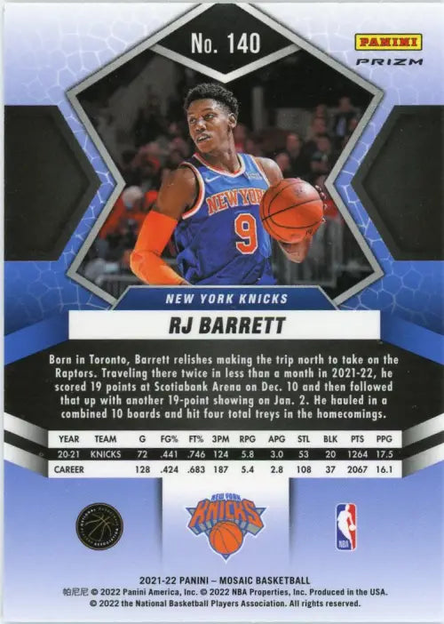 2021-22 Panini Mosaic Mosaic #140 RJ Barrett New York Knicks Basketball NM-MT