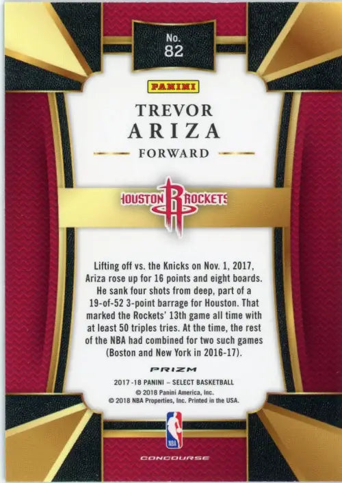 2017-18 Select Tri Color #82 Trevor Ariza Houston Rockets Basketball Card NM-MT