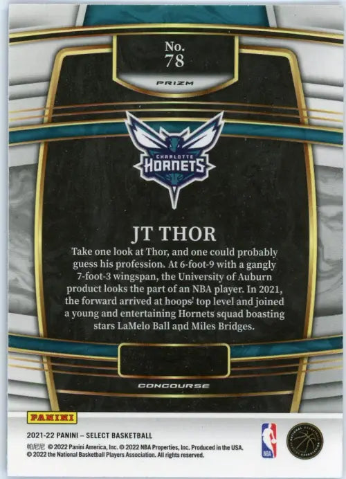 2021-22 Select Blue Shimmer #78 JT Thor Rookie Charlotte Hornets Card NBA NM-MT