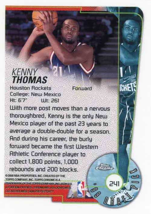 1999-00 Topps Chrome #241 Kenny Thomas Rookie Houston Rockets Basketball NM-MT