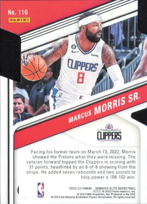 2022-23 Elite Aspirations #116 Marcus Morris Sr /92 Die Cut LA Clippers NM-MT