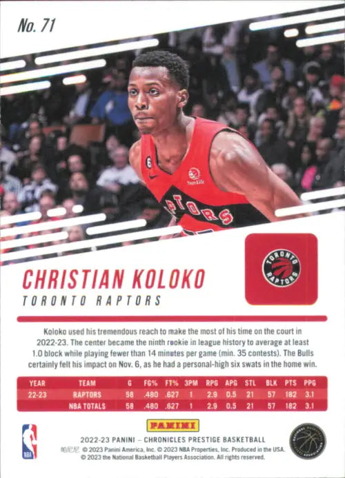 2022-23 Panini Chronicles #71 Christian Koloko Prestige Rookie Rockets NBA NM-MT