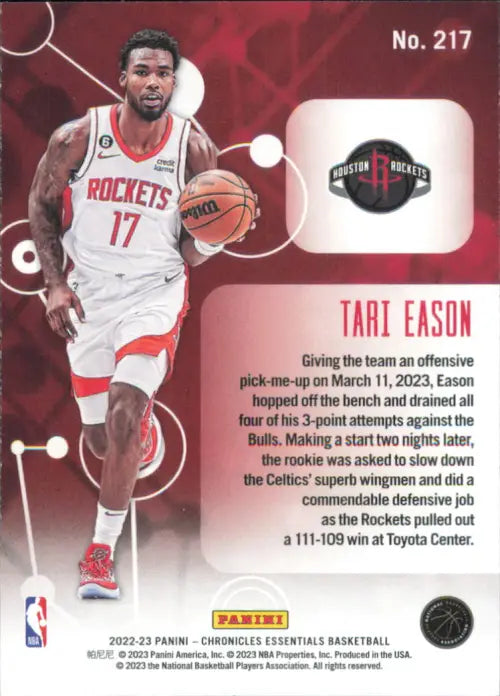 2022-23 Panini Chronicles 217 Tari Eason Essentials Rookie Houston Rockets NM-MT