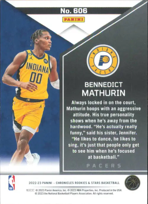 2022-23 Panini Chronicles #606 Bennedict Mathurin Rookies and Stars Pacers NM-MT