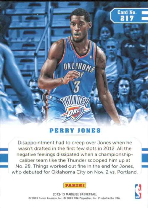 2012-13 Panini Marquee #217 Perry Jones Rookie Oklahoma City Thunder Card NM-MT