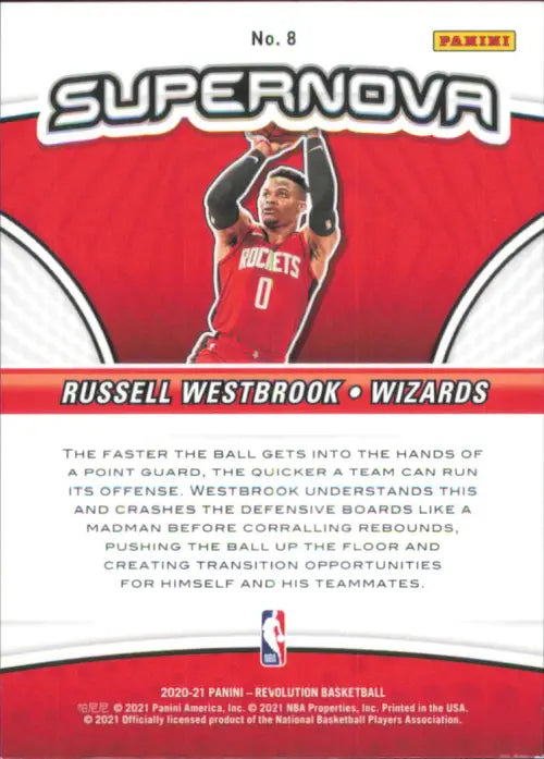 2020-21 Panini Revolution Supernova 8 Russell Westbrook Washington Wizards NM-MT