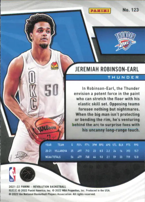 2021-22 Panini Revolution #123 Jeremiah Robinson Earl Rookie OKC Thunder NM-MT