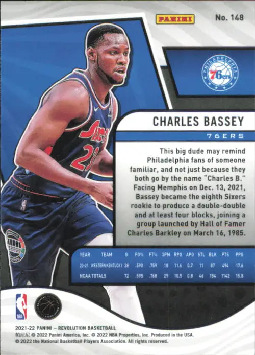 2021-22 Panini Revolution #148 Charles Bassey Rookie Philadelphia 76ers NM-MT