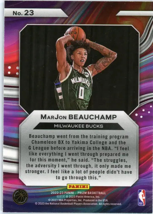 2022-23 Panini Prizm Instant Impact #23 MarJon Beauchamp Milwaukee Bucks NM-MT