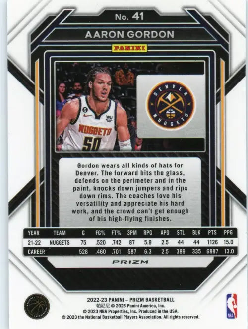 2022-23 Panini Prizm Green #41 Aaron Gordon Denver Nuggets Basketball NBA NM-MT