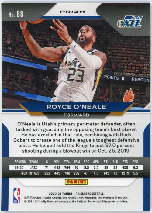 2020-21 Panini Prizm Red White and Blue #88 Royce ONeale Utah Jazz Card NM-MT