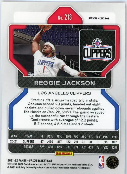 2021-22 Panini Prizm Red White and Blue #213 Reggie Jackson LA Clippers NM-MT