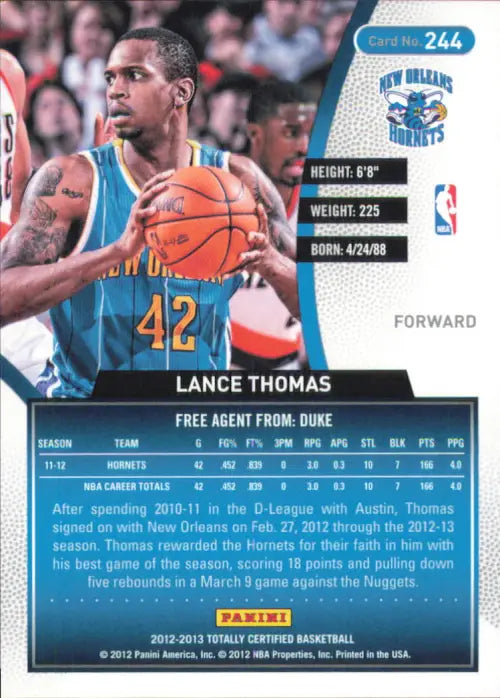 2012-13 Totally Certified Red #244 Lance Thomas /499 New Orleans Hornets NM-MT