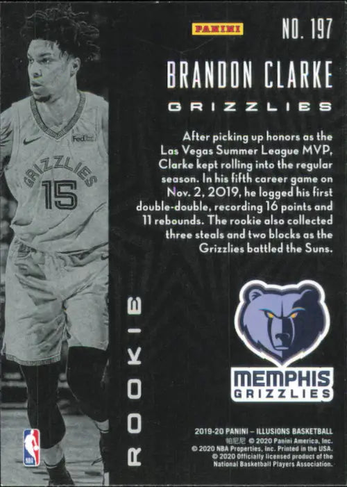 2019-20 Panini Illusions #197 Brandon Clarke Rookie Memphis Grizzlies Card NM-MT