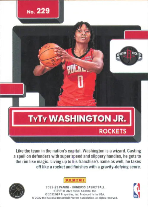 2022-23 Donruss #229 TyTy Washington Jr Rookie Houston Rockets Basketball NM-MT