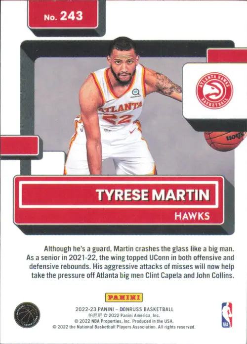 2022-23 Donruss #243 Tyrese Martin Rookie Atlanta Hawks Basketball Card NM-MT