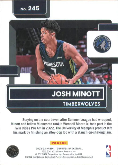 2022-23 Donruss #245 Josh Minott Rookie Minnesota Timberwolves Basketball NM-MT