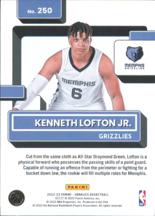 2022-23 Donruss #250 Kenneth Lofton Jr Rookie Memphis Grizzlies Basketball NM-MT