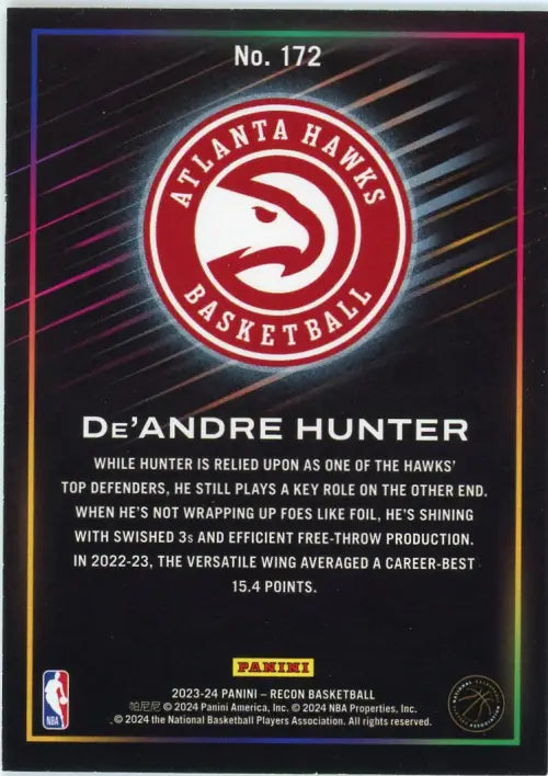 2023-24 Panini Recon Holo Bronze #172 DeAndre Hunter /299 Atlanta Hawks NM-MT