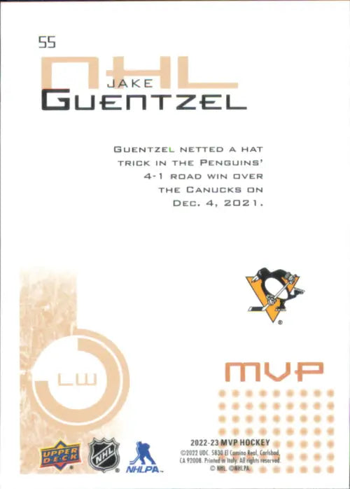 2022-23 Upper Deck MVP 20th Anniversary #55 Jake Guentzel Penguins Hockey NM-MT