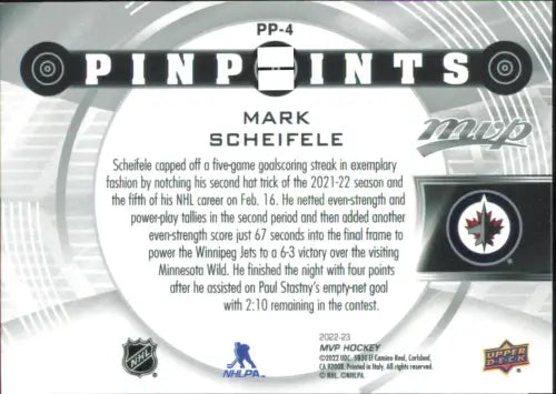 2022-23 Upper Deck MVP Pinpoints #PP4 Mark Scheifele Winnipeg Jets Hockey NM-MT