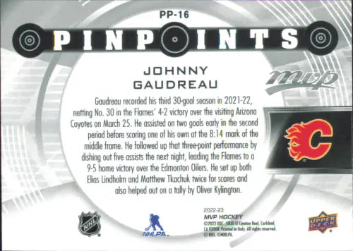 2022-23 Upper Deck MVP Pinpoints #PP16 Johnny Gaudreau Calgary Flames Card NM-MT