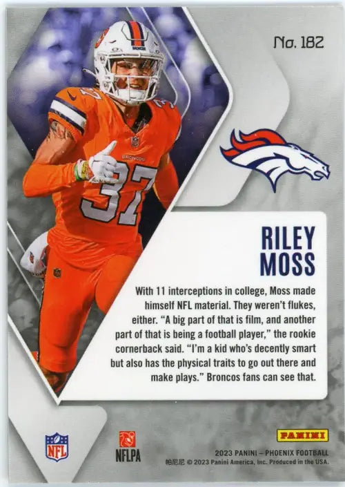 2023 Panini Phoenix #182 Riley Moss Rookie Denver Nuggets Football Card NM-MT