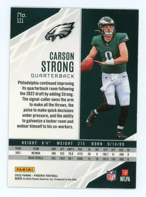 2022 Panini Phoenix #111 Carson Strong Rookie Philadelphia Eagles Football NM-MT