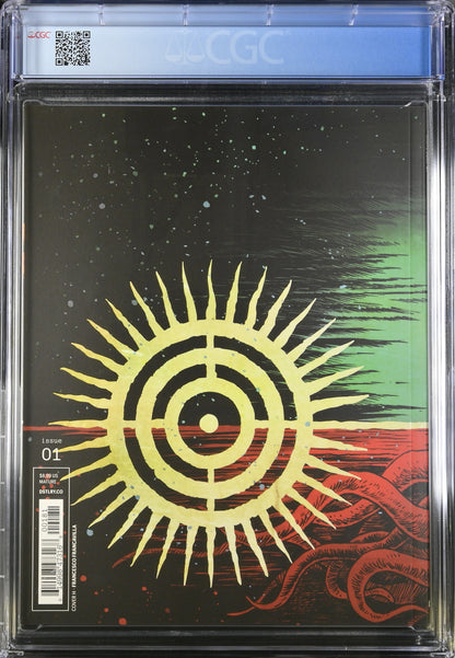 Stylized yellow sun symbol with rays on White Boat #1 Cover H by Francesco Francavilla