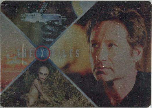 Collectible X-Files trading card featuring Mulder Conspiracy Monologue scenes