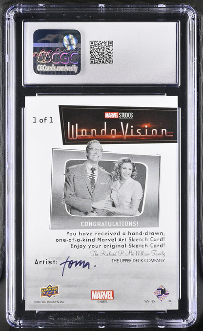 Graded sketch card of Quicksilver from WandaVision by Andre Toma, CGC 9 Mint