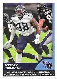 2021 Panini Stickers #225 Jeffery Simmons Tennessee Titans NFL Football NM-MT