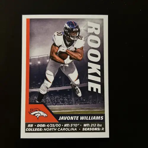 2021 Panini Stickers #237 Javonte Williams Rookie Denver Broncos Football NM-MT