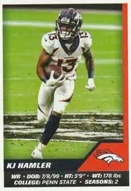 2021 Panini Stickers #240 K.J. Hamler Denver Broncos NFL Football Card NM-MT