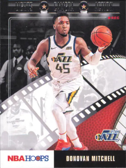 2019-20 Hoops Lights Camera Action #9 Donovan Mitchell Utah Jazz NBA Card NM-MT