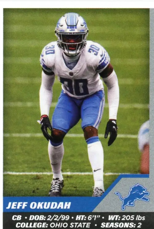 2021 Panini Stickers #389 Jeff Okudah Detroit Lions Football NFL Card NM-MT