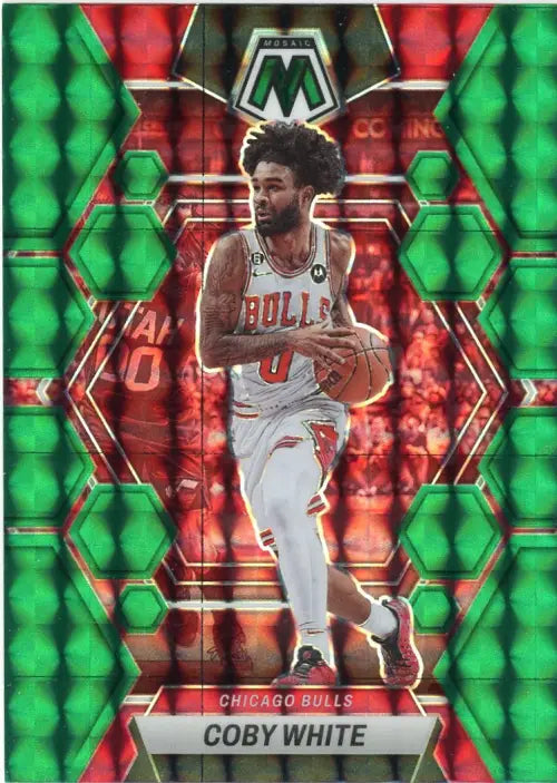 2022-23 Panini Mosaic Green #64 Coby White Chicago Bulls Basketball Card NM-MT